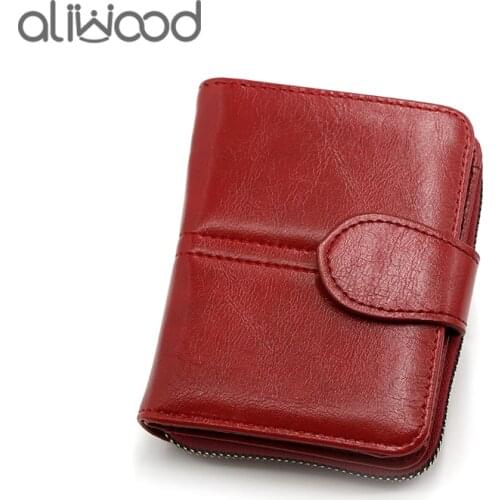 Aliwood 2021 Women Wallet Quality Leather Lady Purse Brand Coin Purse Zipper Wallet Female Short Wallet Women Split Small Purse