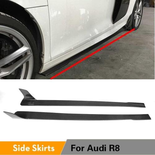 Carbon Fiber Side Skirts Extension Lip Aprons for Audi R8 2008 - 2015 Side Bumper Skirts Body Kit Auto Racing Car Styling