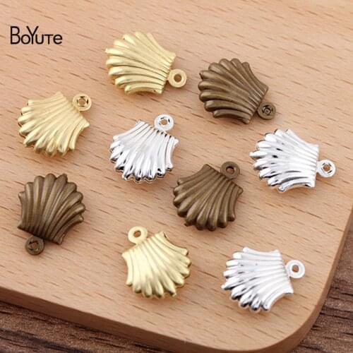 BoYuTe (100 Pieces/Lot) Wholesale 7*10MM Metal Brass Hollow Shell Charms for Jewelry Making Handmade Materials