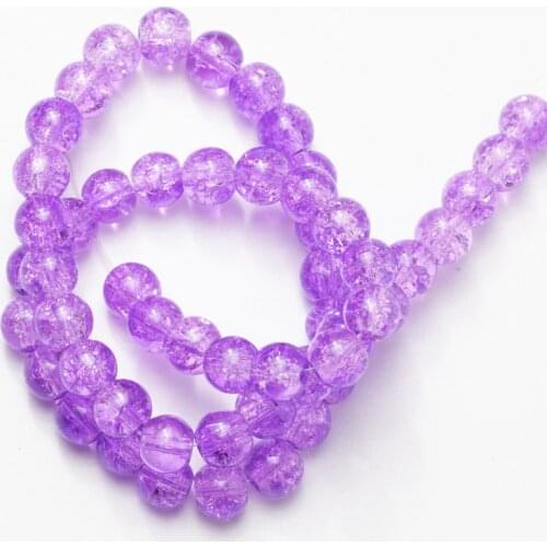 Wholesale Purple Cracked Glass Beads Charm Bracelet Loose Stone Beads for Jewelry Making Necklace Bracelet Earrings DIY 6 8 10mm