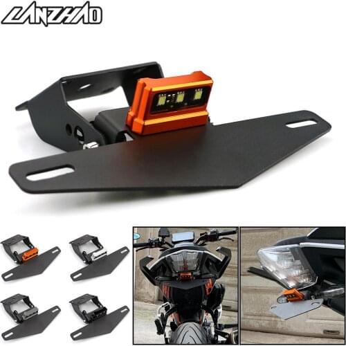 Motorcycle License Plate Frame Mount Bracket with LED Light for KTM Duke 125 200 250 390 2013 2014 2015 2016 2017 2018 2019