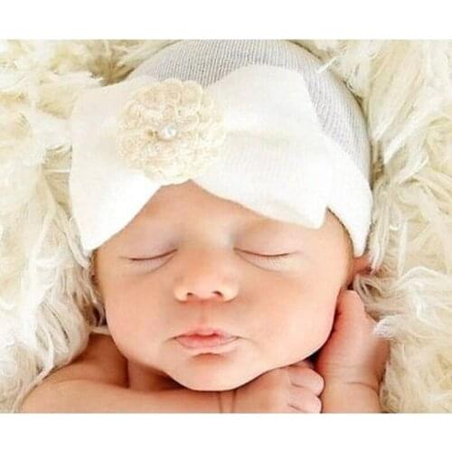 Newborn Baby Caps Infant Cotton Flower Styling Caps Girls Hat Baby Products Baby Photography Props Newborn Turban
