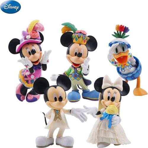10-13cm Disney Action Figure Mickey Mouse Minnie Princess Donald Duck Kawaii Doll Birthday Present Children Toy Collection Boy