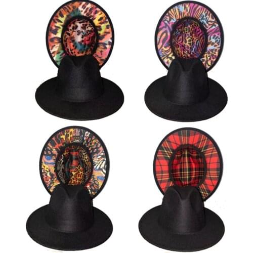 The latest Fedora Hat color leopard hat stage ladies felt hat mixed color jazz hat fedora hat hip hop winter hat кепка женская