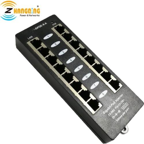 Free Ship Mode A Security Gigabit 8 Port PoE Injector 802.3af PoE Patch Panel For POE Camera, IP Phone, 48V PoE Devices