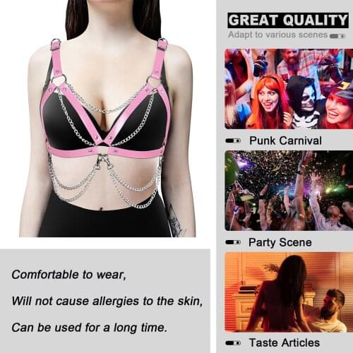 Gothic Sexy Leather Chest Restraint Cupless Bra Bondage Harness Punk Body Chain Suspender Sword Belt Fetish Exotic Accessories