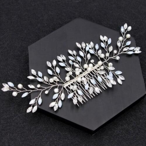 Womens Elegant big Wedding Hair Combs for Bride Crystal Rhinestones Pearls Women Hairpins Bridal Headpiece Hair Accessories