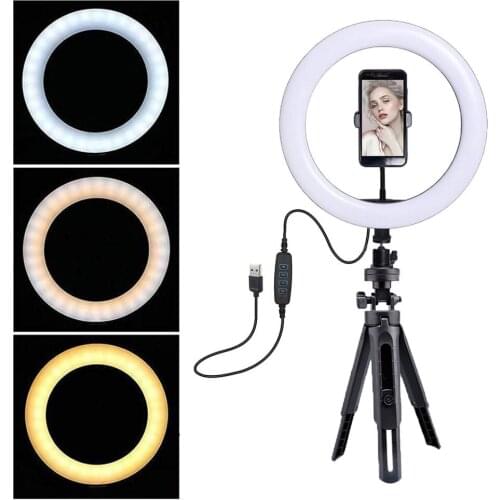 1 Set 26Cm 10-Inch Selfie Ring Light With Tripod For Live Broadcast Wireless Led Three-Block Dimmable