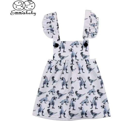 Emmababy Pretty Newborn Baby Girl Dinosaur Pattern Sleeveless Knee-Length Dress Clothes Outfits Sundress 0-2Y
