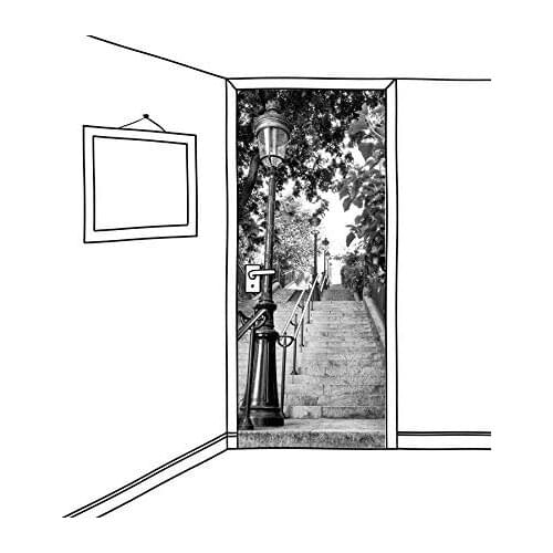 Creative Door Mural Park Lane Wall Door Sticker DIY Self-adhesive Waterproof Wallpaper Poste for Home Decoration Gift