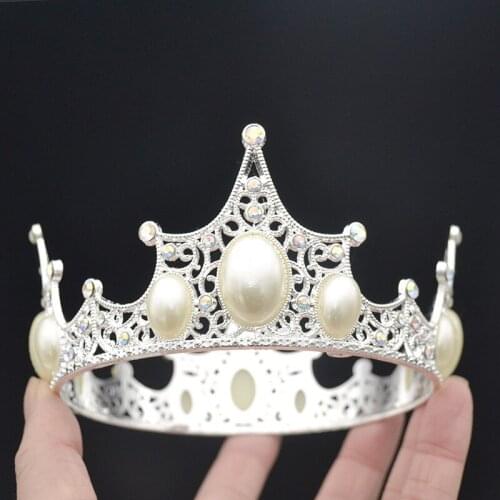 Metal Hollow Shiny Handmade Cake Decor Kids Birthday Party Wedding Supplies Luxury Mini Golden Silver Pearl Crown Cake Topper
