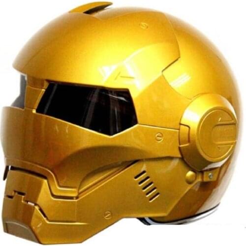 MASEI610 IRONMAN motorcycle helmet Casque motocross half helmet Personality open face helmet Trend Cycle Race helmet Bright gold