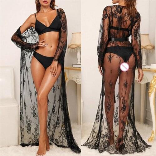 Kayotuas Women Bikini Cover-Up Sexy Lace Lingerie Deep V-Neck Pajamas Long Beachdress Nightgowns Summer Beach Hot Swimwear