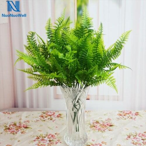 NuoNuoWell 5Pcs ivy Leaf Fern Fake Foliage Plant Artificial Green Leaves Branch Flower Fake Persian Grass 14in DIY Home