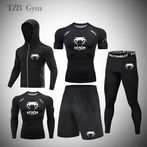 Autumn And Winter Mens Training Fitness Gym Compression Sweat Wicking Quick Drying Wind Proof Tight Sports Suit T-Shirt Jogging