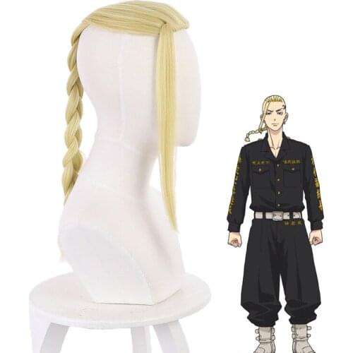 Tokyo Revengers Ryuguji Ken Cosplay Wigs Anime Yellow Twist Braid Golden High Temperature Resistance Synthetic Hair Halloween