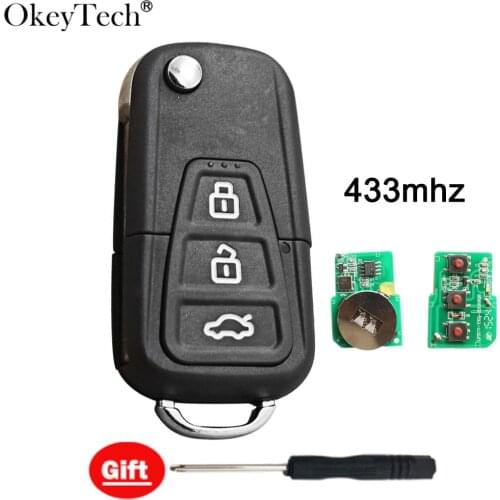OkeyTech Flip Folding Remote Key Control 433MHZ for Lifan X60 X50 Replacement Car Fob Uncut Blade 3 Buttons
