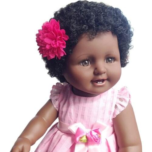 50cm full vinyl real reborn baby doll black skin reborn baby silicone baby smile infant play house toddlers dolls for children