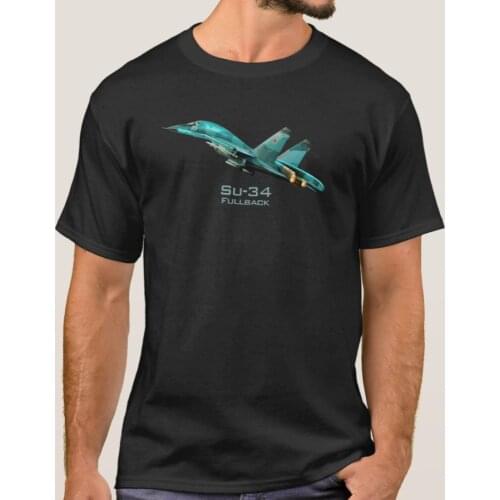 Soviet Union Russian Su-34 Fullback Fighter Bomber T-Shirt. Summer Cotton Short Sleeve O-Neck Mens T Shirt New S-3XL