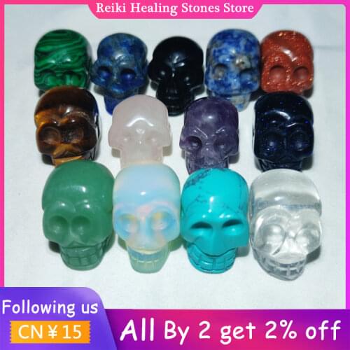Handmade Carved Natural Crystal Skull Gemstone Ghost Head Statue Figurine Amethyst Rose Quartz Healing Collectible Diy Jewelry