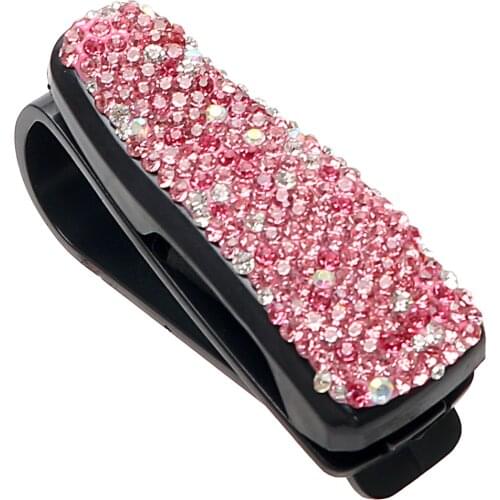 Rhinestone Diamond Sun Visor Sunglasses Eyeglasses Holder Auto Fastener Clip Storage Holder Glasses Cases Portable