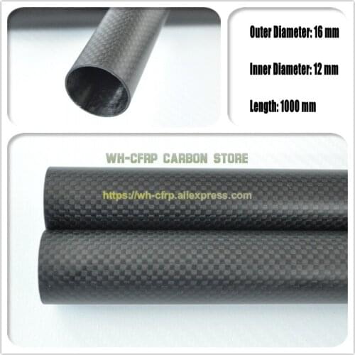 16mm ODx 12mm ID Carbon Fiber Tube 3k 1000MM Long (Roll Wrapped) carbon pipe , with 100% full carbon, Japan 3k improve material