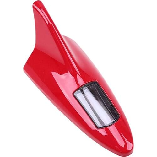 Grey /White/Black/Gold/Red/Blue Decoration Universal Car Solar Power Energy Arilas Warning Tail Light Shark Fin Antenna