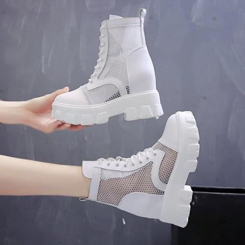 Women Sandals 2020 Summer Hidden Heel Gladiator shoes For Woman Fashion Hollow Out Chunky Sandal Women Breathable Net yarn boots