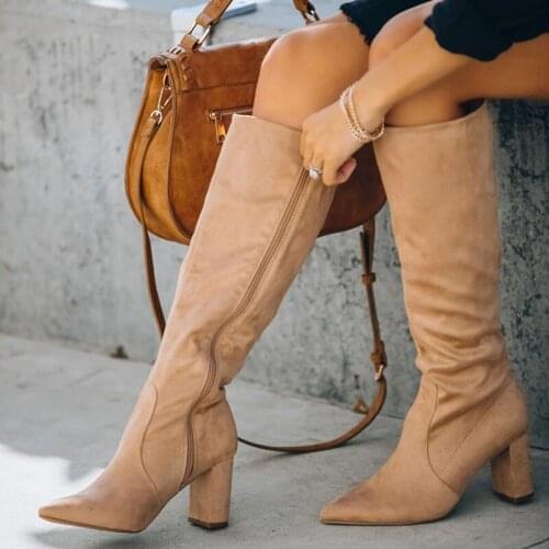 Womens Boots 2021 Winter New Fashion Comfort Warm Fur Female Long Boots Western Knee High Ladies Work Knight Boots Pumps Botas