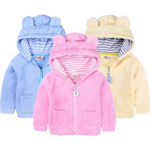 Winter Baby Girls Jacket Cotton High Quality Plush Cartoon Bear Hooded Coat For Kids Children Outerwear Toddler Christmas Gifts