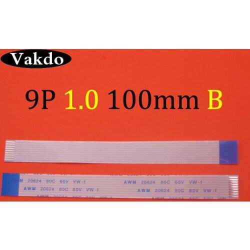 1pc 9pin FFC FPC flat flexible cable 1.0mm pitch 9 pin type B Length 100mm Ribbon Flex Cable AWM 20624 80C 60V VW-1