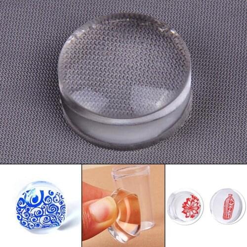 1pcs Nail Art Decoration Seal Stamp Transparent Silicone Template Seal Stamp with Cover DIY Nail Art Manicure Tools 2.8cm