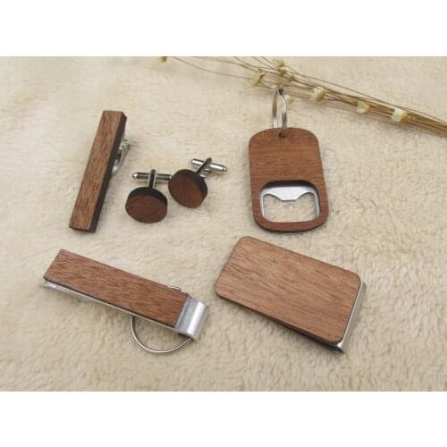 10pcs Per Set Whalesale Nautical Handmade Blank Wooden Cufflinks Tie Clip Money Clips Bottle Opener Keychain For Men Accessory