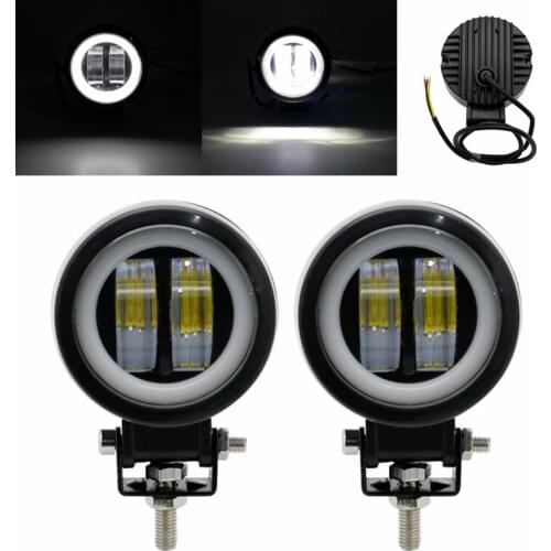 2PCS / 1PCS Waterproof Round LED Angel Eyes Light Bar Spot Light Motorcycle Offroad Car Boat Led Work Light