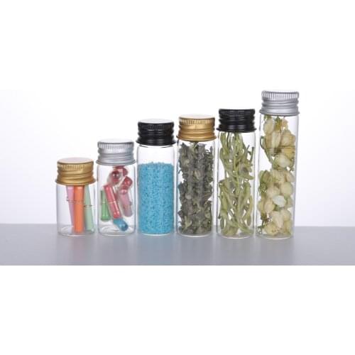 3pcs 5/6/8/10/12/15/20/25/35ml Small Glass Bottles with 3 Color Aluminium Lids Small Mini Glass Jars Storge Bottles Vial