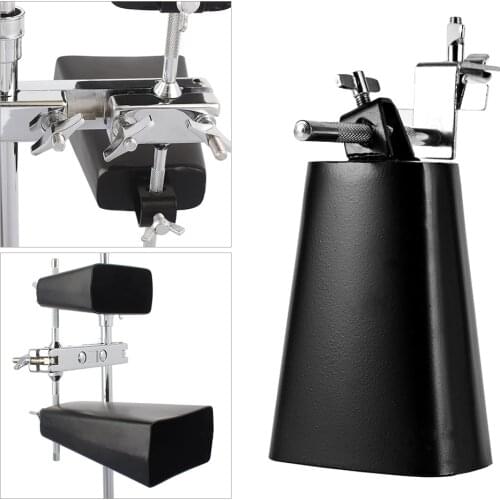 6-inch Metal Cowbell Percussion Drum Accessory with Cowbell Clamp