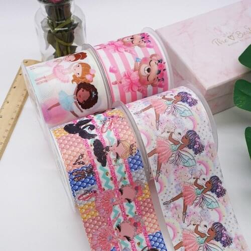 DIY Cartoon Ballet Printed Grosgrain Ribbon For Craft Supplies Sewing Accessories 5 Yards. 45457