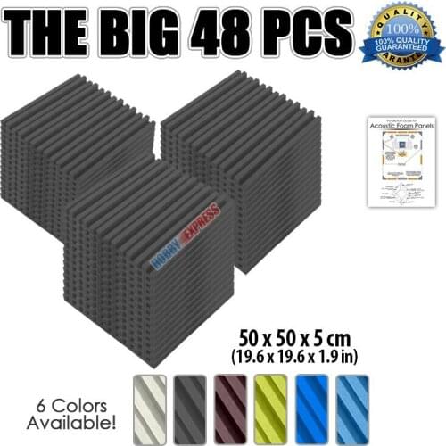Arrowzoom 48 pcs Bundle Metro Striped Insulation Studio Acoustic Panel Soundproof Foam 50x50x5cm (19.6x19.6x1.9in) KK1041