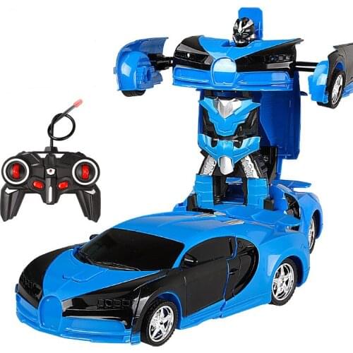 ZK20 New 1:18 RC Cars 24CM Gesture Sensing Police Car Remote Control Car 2 IN 1 Deformation Robots Models Toys Kids Xmas Gift