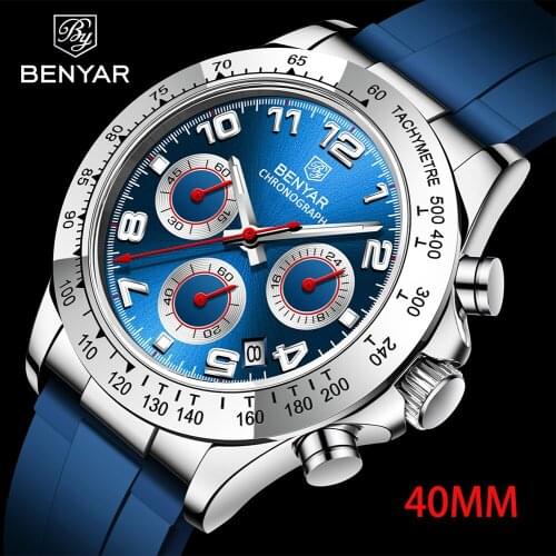 Benyar2021 New Luxury Quartz Watch Mens 30m Waterproof Watch Fashion Sports Multifunctional Timing Code Watch Relogio Masculino