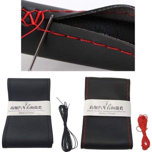 DIY Car Leather Steering Wheel Covers Braid On The Steering-wheel Auto Cover With Needle And Thread Interior Accessories Kits