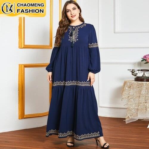 Dubai Abaya Embroidered Fashion Plus Size Hijab Dress Turkey Kaftan Islam Clothing Muslim For Women Vestidos Arabic Maxi Robe
