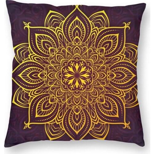 Elegant Gold And Purple Mandala Cushion Cover 40x40cm Decoration Printing Bohemian Throw Pillow Case for Sofa Double Side