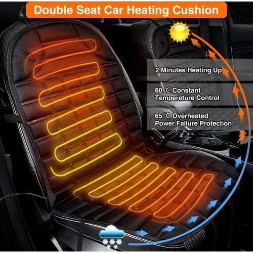 2Pcs In 1 Fast Heated & Adjustable Black/Grey/Blue/Red Car Electric Heated Seat Car Styling Winter Pad Cushions Auto Covers