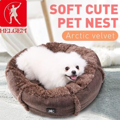 HELGEM Soft COMFORTABLE Cat And Dog Bed Round Fluffy Cat Sleeping Bed Warm Pet Mat Cute Lightweight Comfortable Touch Kennel