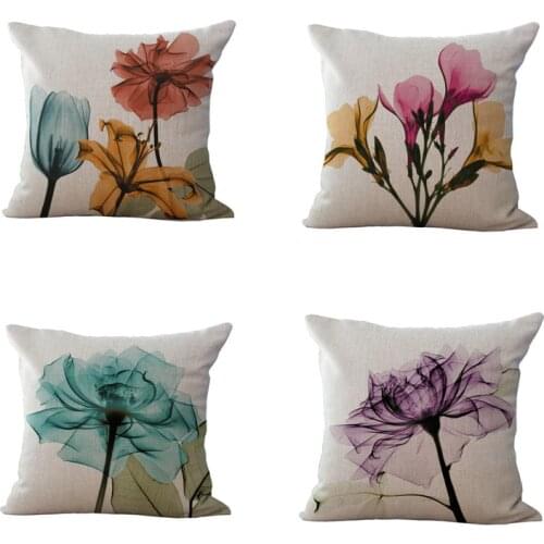 Beautiful Flowers Printed Cushion Cover Quilt Cover Pillow Cover Plant Small Fresh Pillow Cover Home Decoration