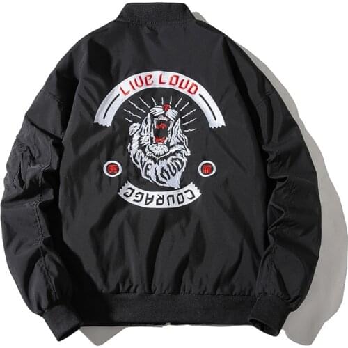Bomber Jacket Men Embroidery Pilot Jacket Retro Punk Hip Hop Jacket Autumn Youth Streetwear High Street Hipster Winter