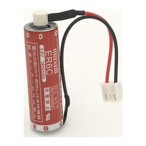 MAXELL AA 14500 ER6C 3.6V Lithium Thionyl Chlorid Battery PLC Batteries Cell With Two - Hole White Plug