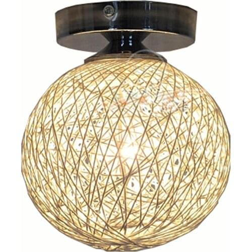 Small Size 6" Ratten Ball Ceiling Light Free Shipping Country Round Ball Balcony passageway Hallway Ceiling Lamp
