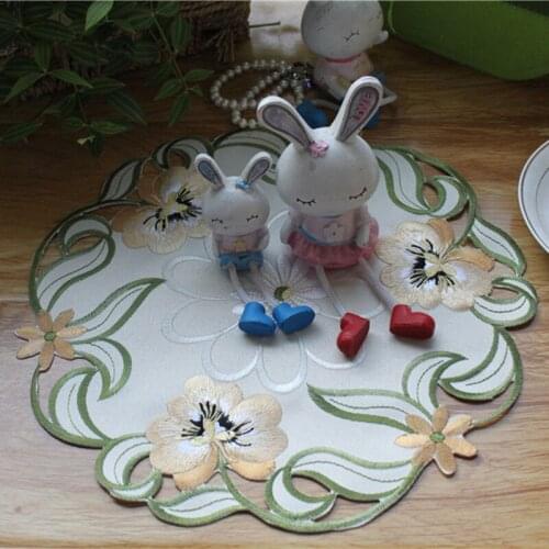 New Embroidery Placemat Table Place Mat Cloth Tea Doily Cup Dish Coffee Coaster Mug Christmas Dining Pad Wedding Party Kitchen